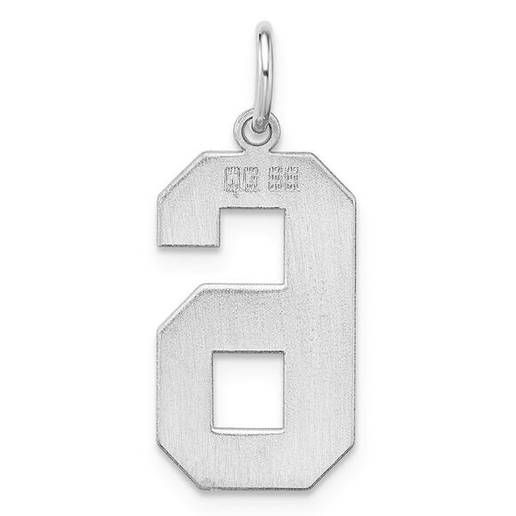 Sterling Silver, Athletic Collection, Large Polished Number 6 Pendant - Picture 4 of 6